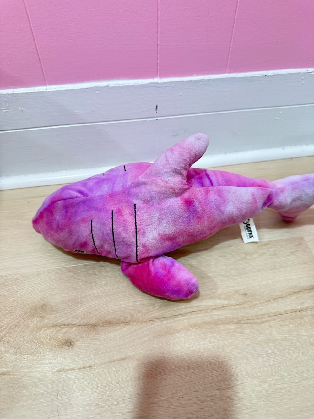 Pink Tie-Dye Plush Shark Toy - Soft Pet Fish Plush